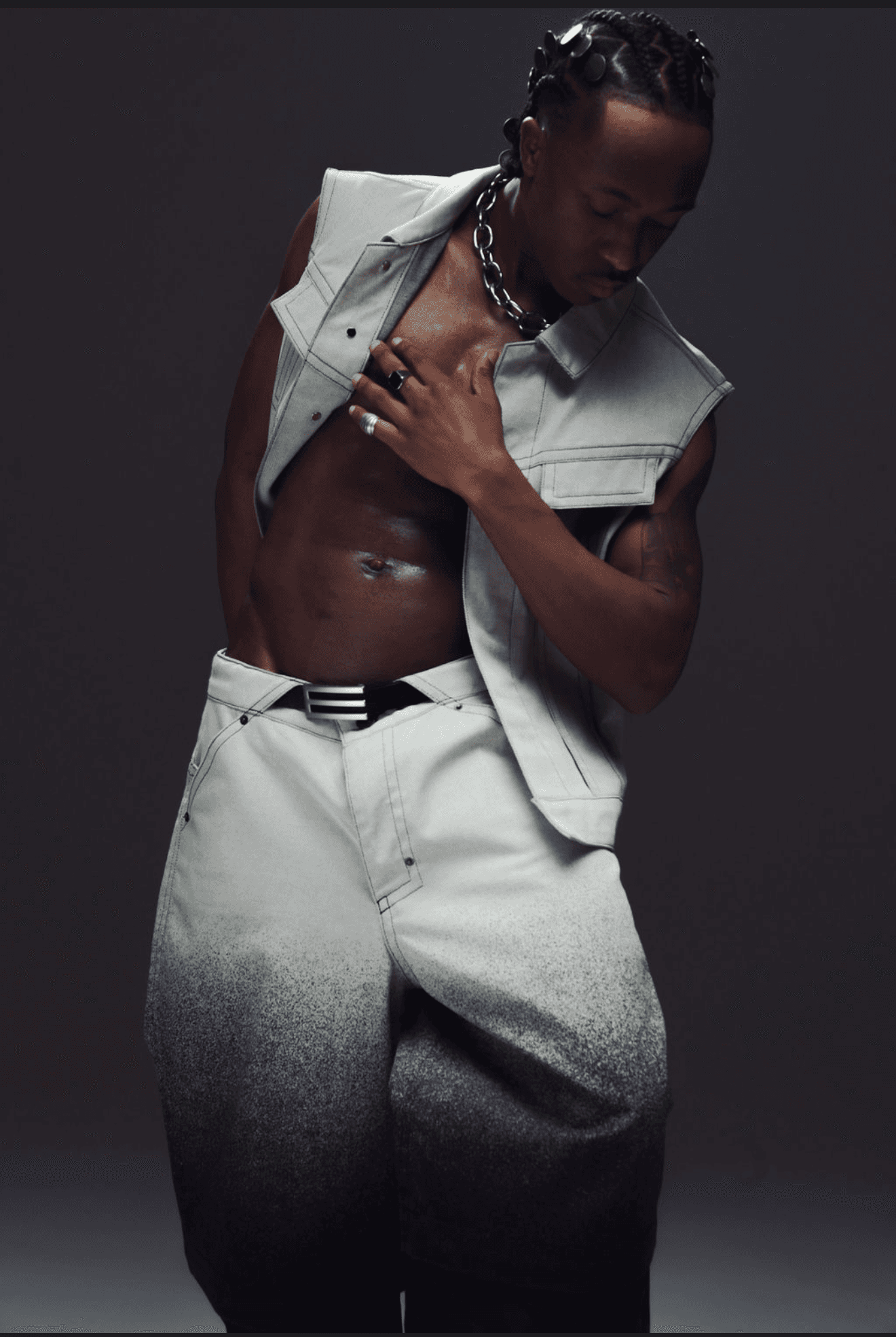 Grey studio fashion portrait